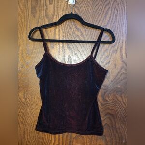 Vintage Express World Women's Tank Top Y2K Velvet Burgundy Size Medium